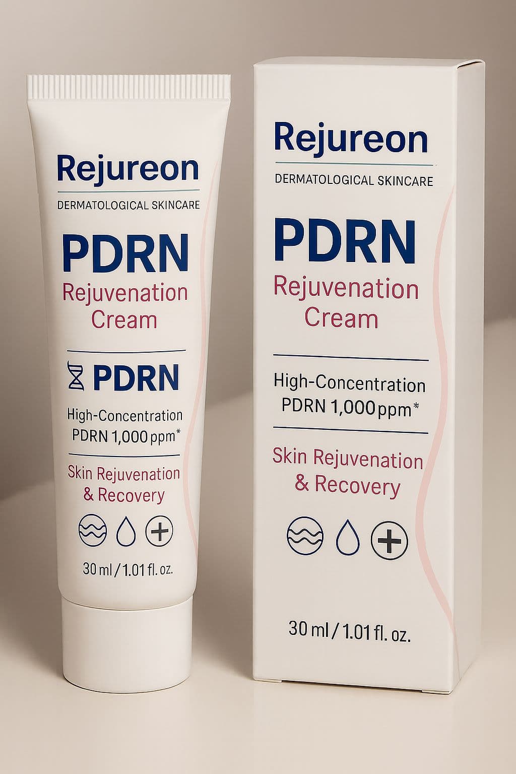 A perspective view of the REJUREON cream